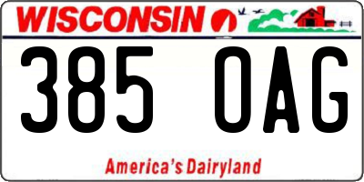 WI license plate 385OAG