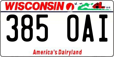 WI license plate 385OAI