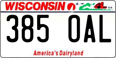WI license plate 385OAL