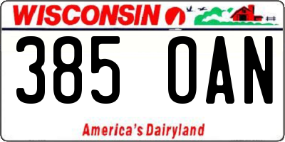 WI license plate 385OAN