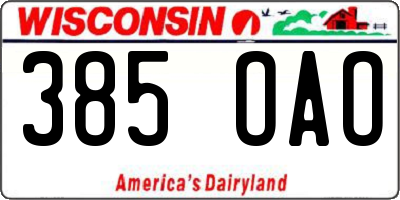 WI license plate 385OAO