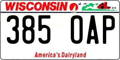 WI license plate 385OAP