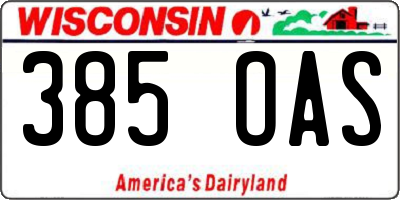 WI license plate 385OAS