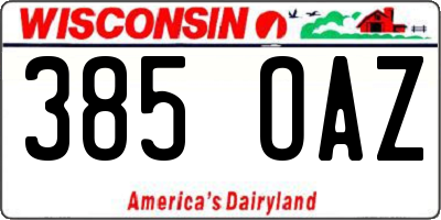 WI license plate 385OAZ