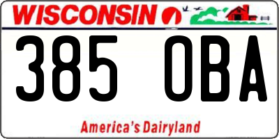 WI license plate 385OBA
