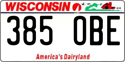 WI license plate 385OBE