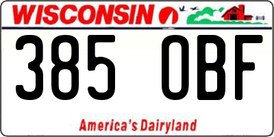 WI license plate 385OBF
