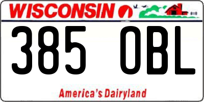 WI license plate 385OBL