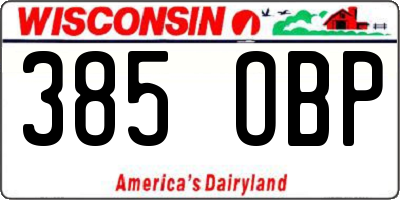 WI license plate 385OBP