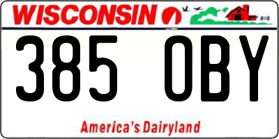 WI license plate 385OBY