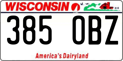 WI license plate 385OBZ