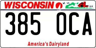 WI license plate 385OCA