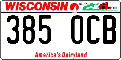 WI license plate 385OCB