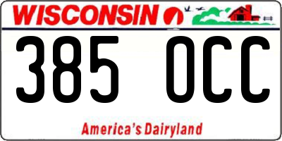 WI license plate 385OCC