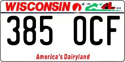WI license plate 385OCF