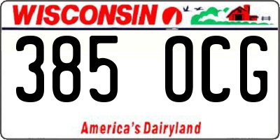 WI license plate 385OCG