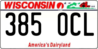 WI license plate 385OCL