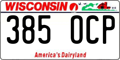 WI license plate 385OCP