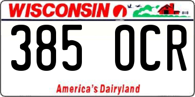 WI license plate 385OCR