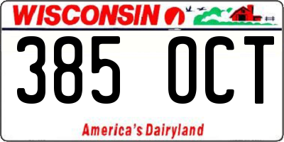 WI license plate 385OCT