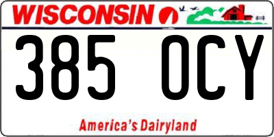 WI license plate 385OCY