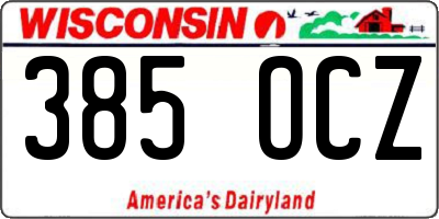 WI license plate 385OCZ
