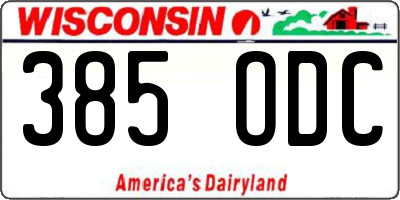WI license plate 385ODC