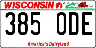 WI license plate 385ODE