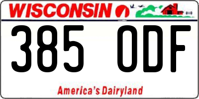WI license plate 385ODF