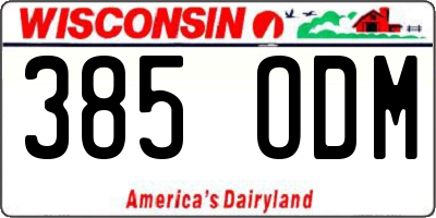 WI license plate 385ODM