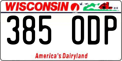 WI license plate 385ODP