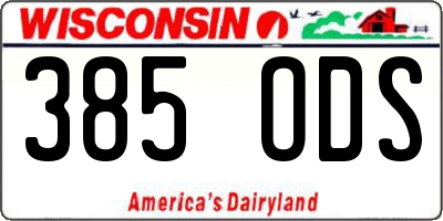 WI license plate 385ODS
