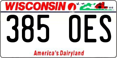 WI license plate 385OES