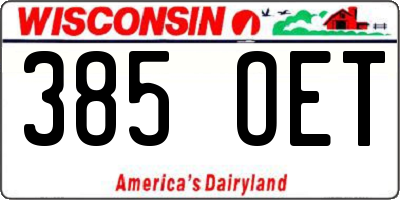WI license plate 385OET