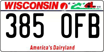 WI license plate 385OFB