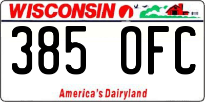 WI license plate 385OFC