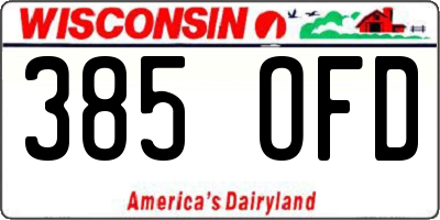 WI license plate 385OFD