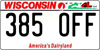 WI license plate 385OFF