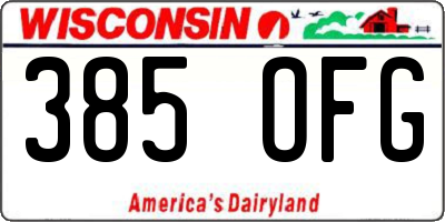 WI license plate 385OFG