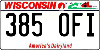 WI license plate 385OFI