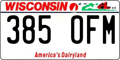 WI license plate 385OFM