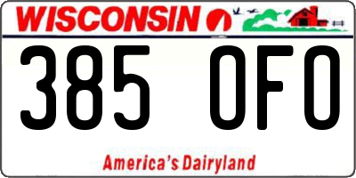 WI license plate 385OFO