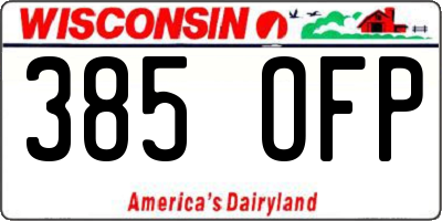 WI license plate 385OFP