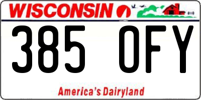 WI license plate 385OFY