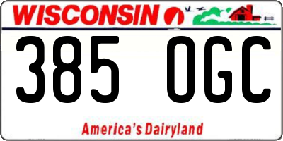 WI license plate 385OGC