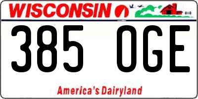 WI license plate 385OGE