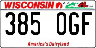 WI license plate 385OGF