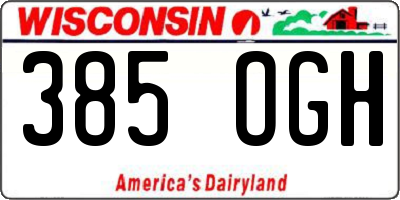 WI license plate 385OGH