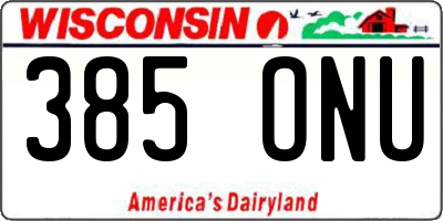 WI license plate 385ONU