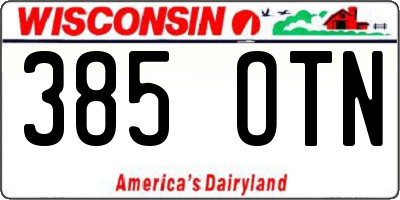 WI license plate 385OTN